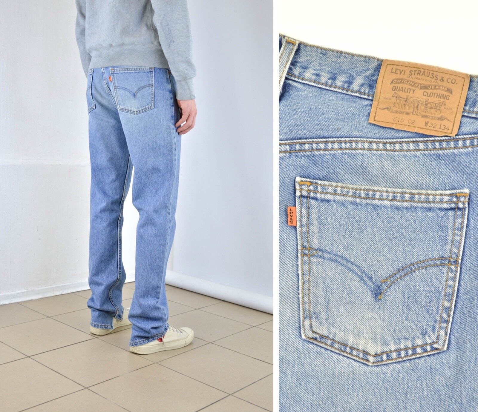 Levis 615 UK Made Orange Tab Vintage 90s Mens Light Blue Denim Jeans Size W 32 Etsy New Zealand