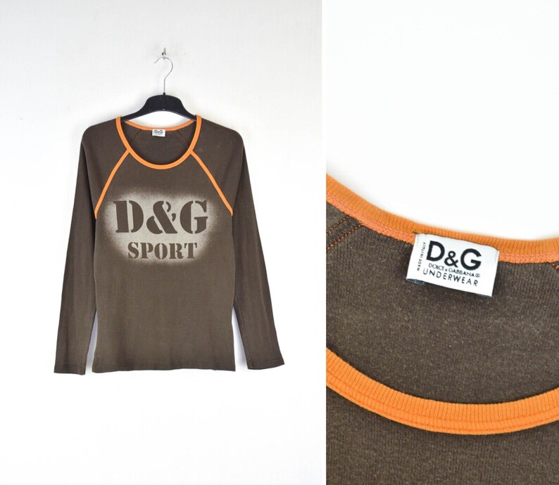 Dolce Gabbana D&G Sport orders Mens Brown Long Sleeve T Shirt Size S M