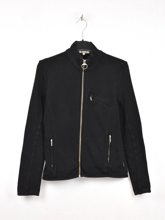 Barbour Women Full Zip Black Cotton Sweatshirt Size UK 12 US 8 EU