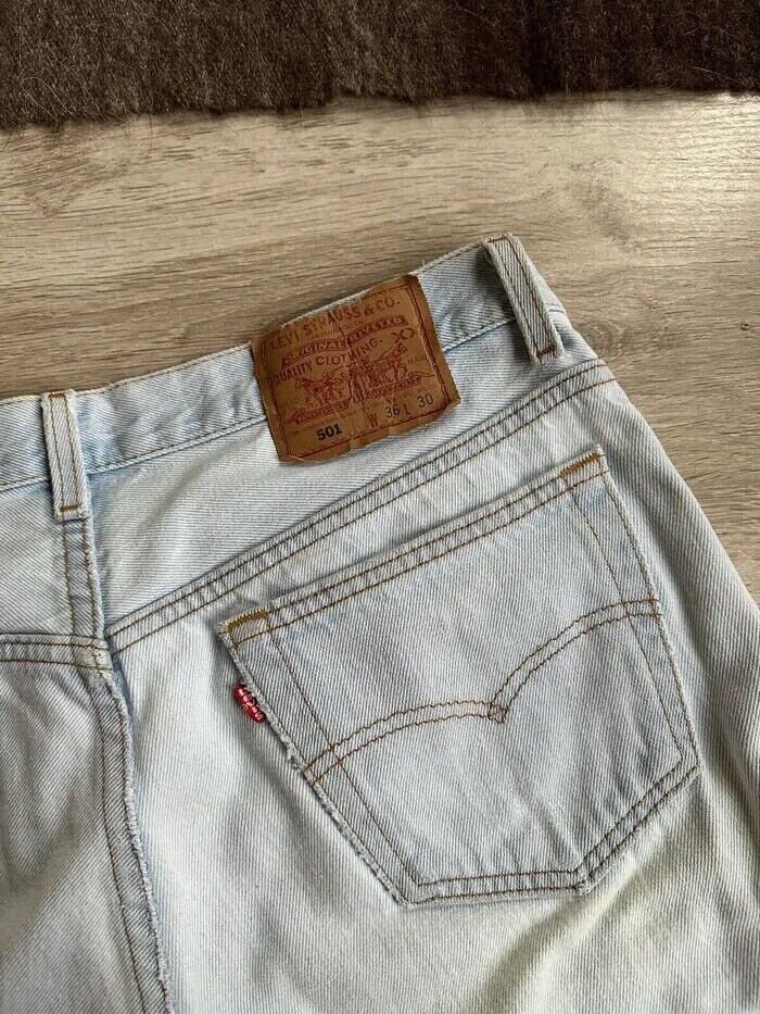 Levis 501 USA Made Vintage 90s Mens Light Blue Distressed Levis 501 USA Made Vintage 90s Mens Light Blue Distressed