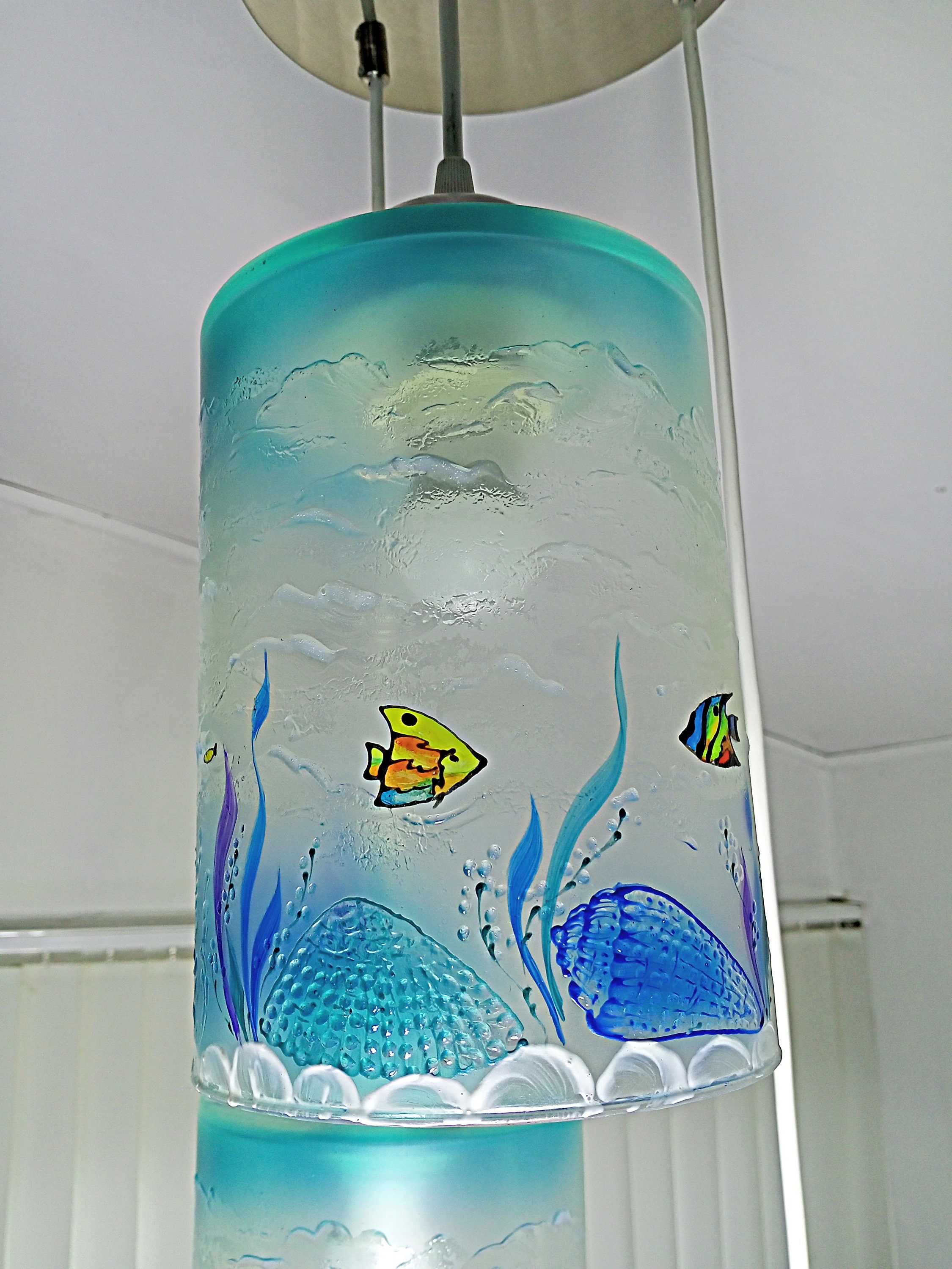 Sea Glass Pendant Lights Kitchen Island Beach Glass Art Pendants Stain ...