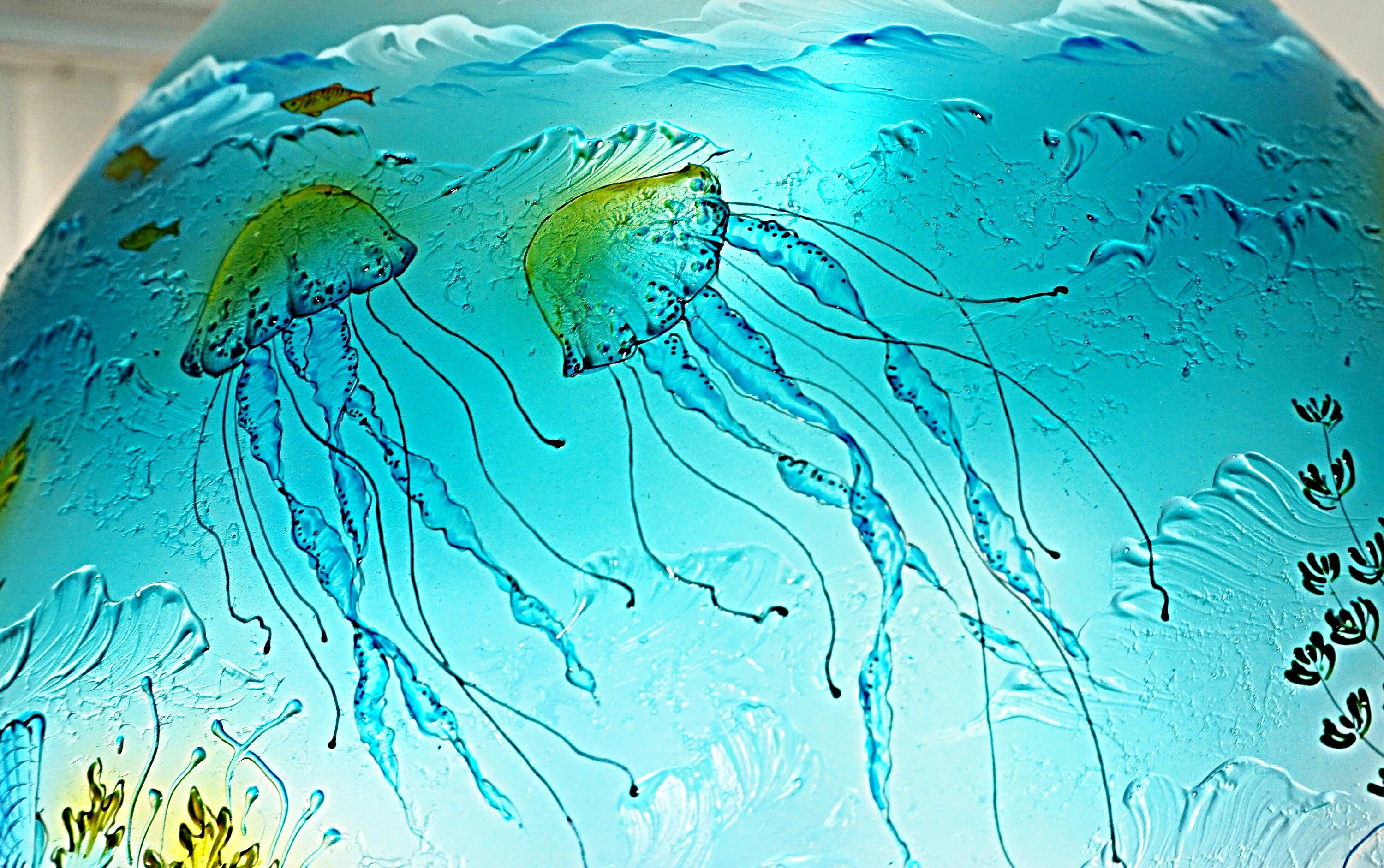 Pendant Light Hand Painted Glass Kitchen Island Lamp Stained Glass