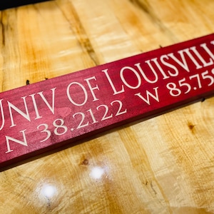 college coordinates sign, Latitude Longitude, custom Coordinate Sign, personalized wood plaque, personalized wood sign,  , engraved sign