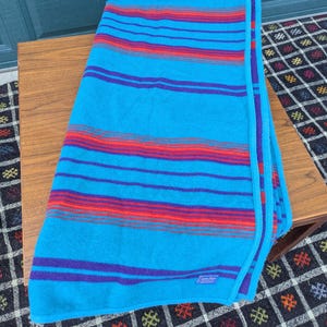 Vintage Pendleton Beaver State Colorful Striped Wool Blanket