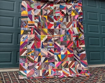 使い古したアンティーク 1880 年代ビクトリア朝クレイジーキルト