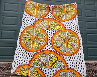 Retro IKEA Orange Print Fabric, 60" x 68"