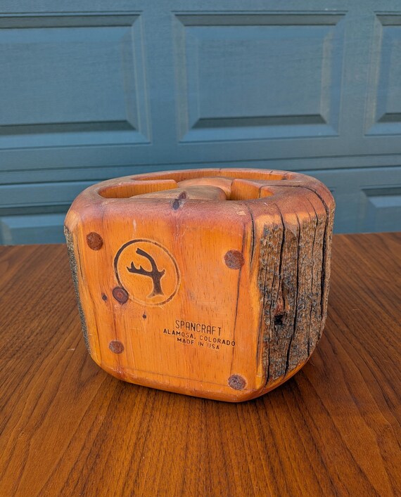 Vintage Spancraft Carved Wooden Log Trinket Box - image 6