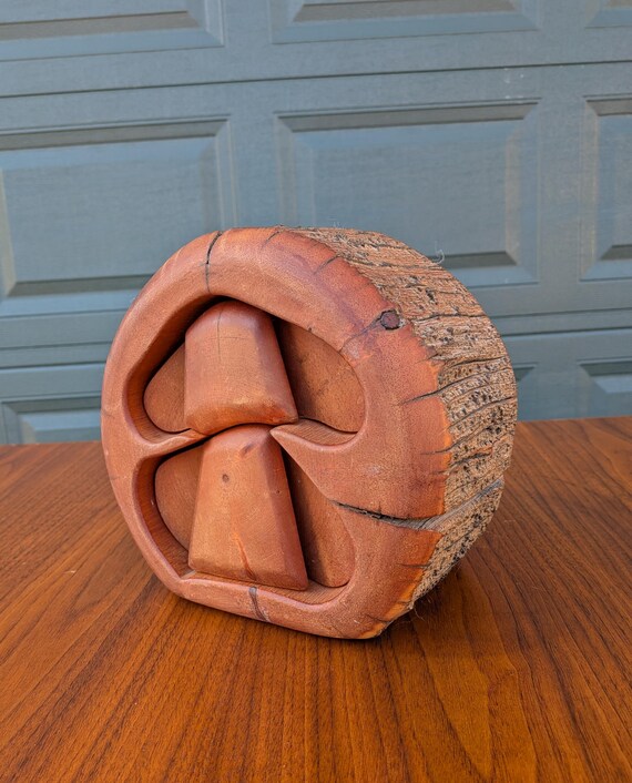 Vintage Spancraft Carved Wooden Log Trinket Box - image 2
