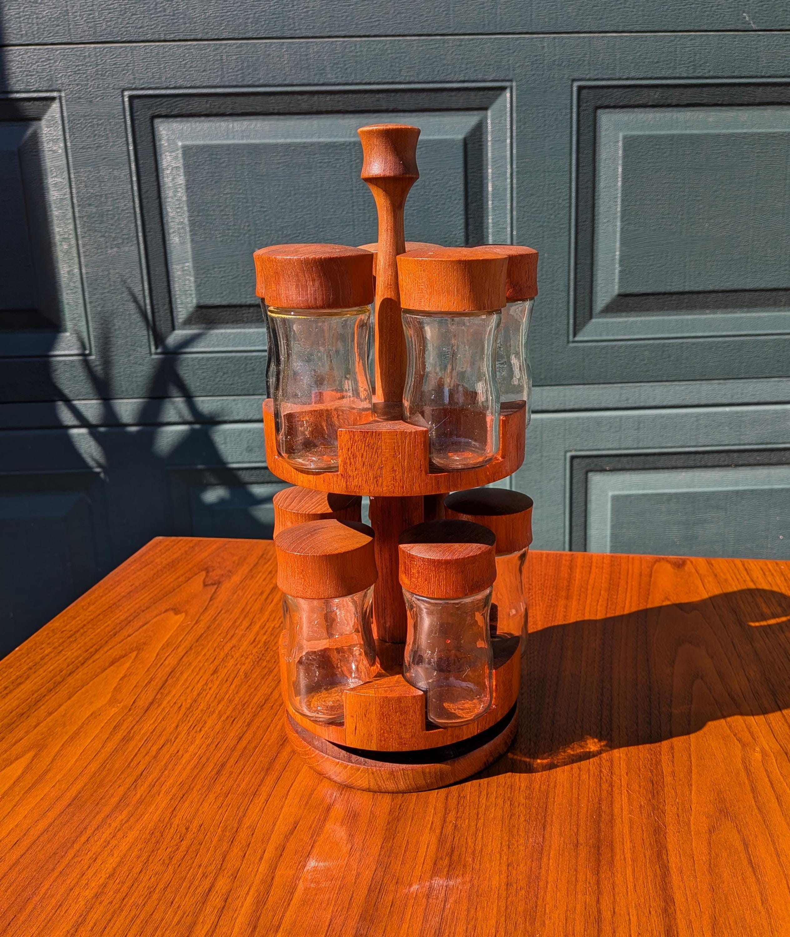 食器 DENMARK DIGSMED DESIGN Digsmed Spice Rack Denmark Signed Carved Teak Spice Wheel