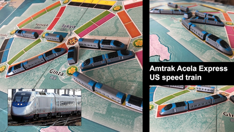 Ticket to Ride Ultimate Train set No3 Bullet/high speed trains Multicolor 3D print USA Amtrak Acela