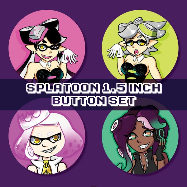 Splatoon Squid Sisters | Splatoon 2 Off the Hook | Salmon Run Golden Power Egg | 5 - 1.5" Character Pinback Buttons