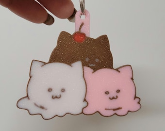 Neapolitan Ice Cream Cats | Nyapolitan Original Art | Keychain Charm