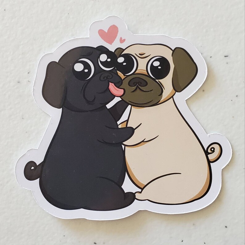 Pug Hug 3 Inch Glossy Vinyl Sticker - Etsy