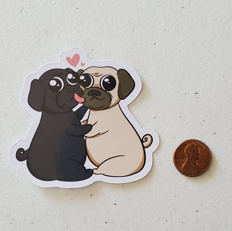 Pug Hug 3 Inch Glossy Vinyl Sticker - Etsy