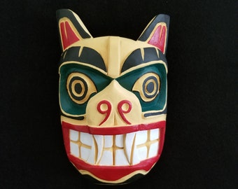 Northwest Coast Hand Made Wood Carved Bear Mask