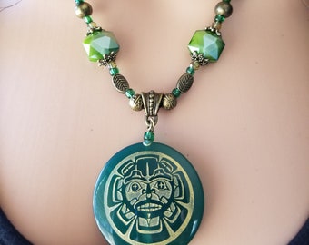 Northwest Coast Native Haida Art Sun and Bear Pendant Necklace