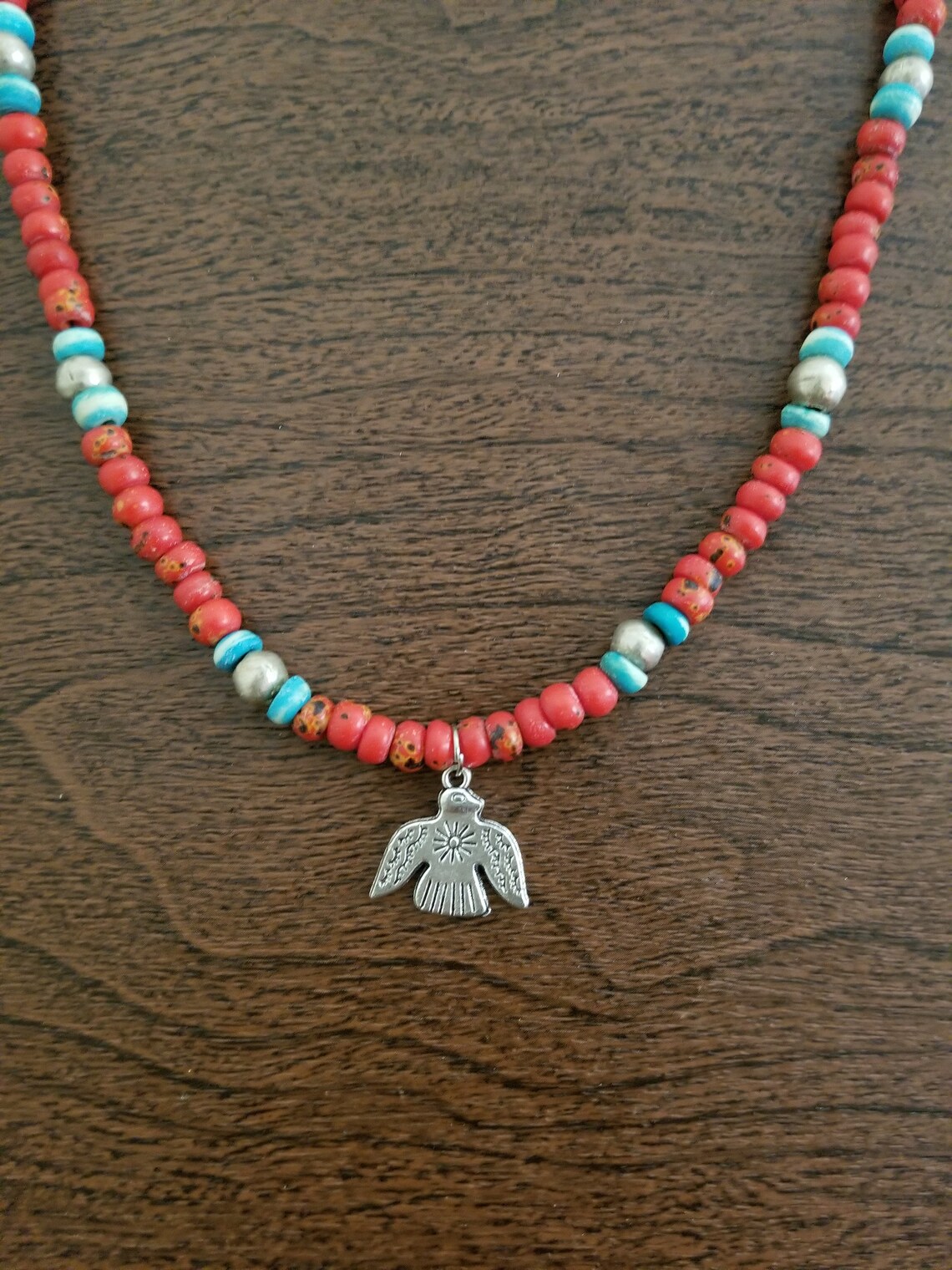 Thunderbird Necklace Bone Beads and Sterling Silver Beads | Etsy