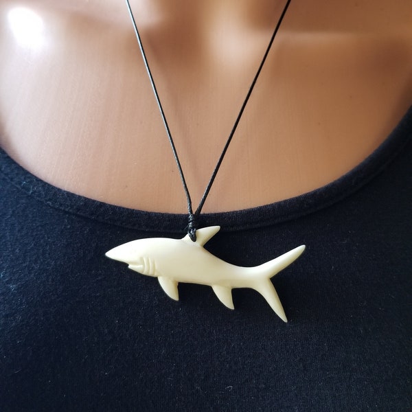 Bone Carved Shark Necklace
