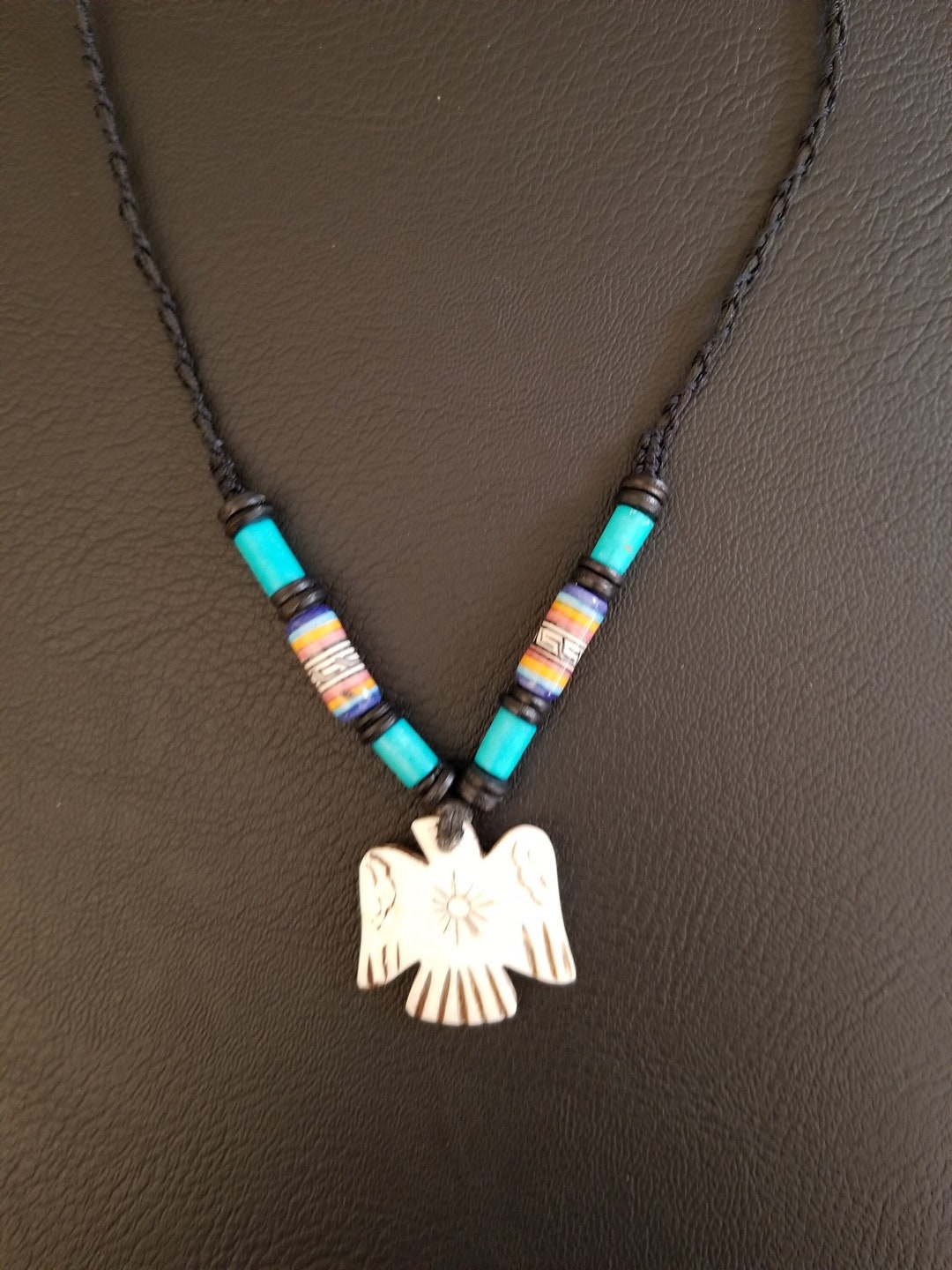 Hand Carved Bone Thunderbird Ring Tibetan Silver