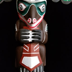 Northwest Coast Haida Art Eagle, Bear And Raven Wood Carved Totem Pole 20.5 image 9