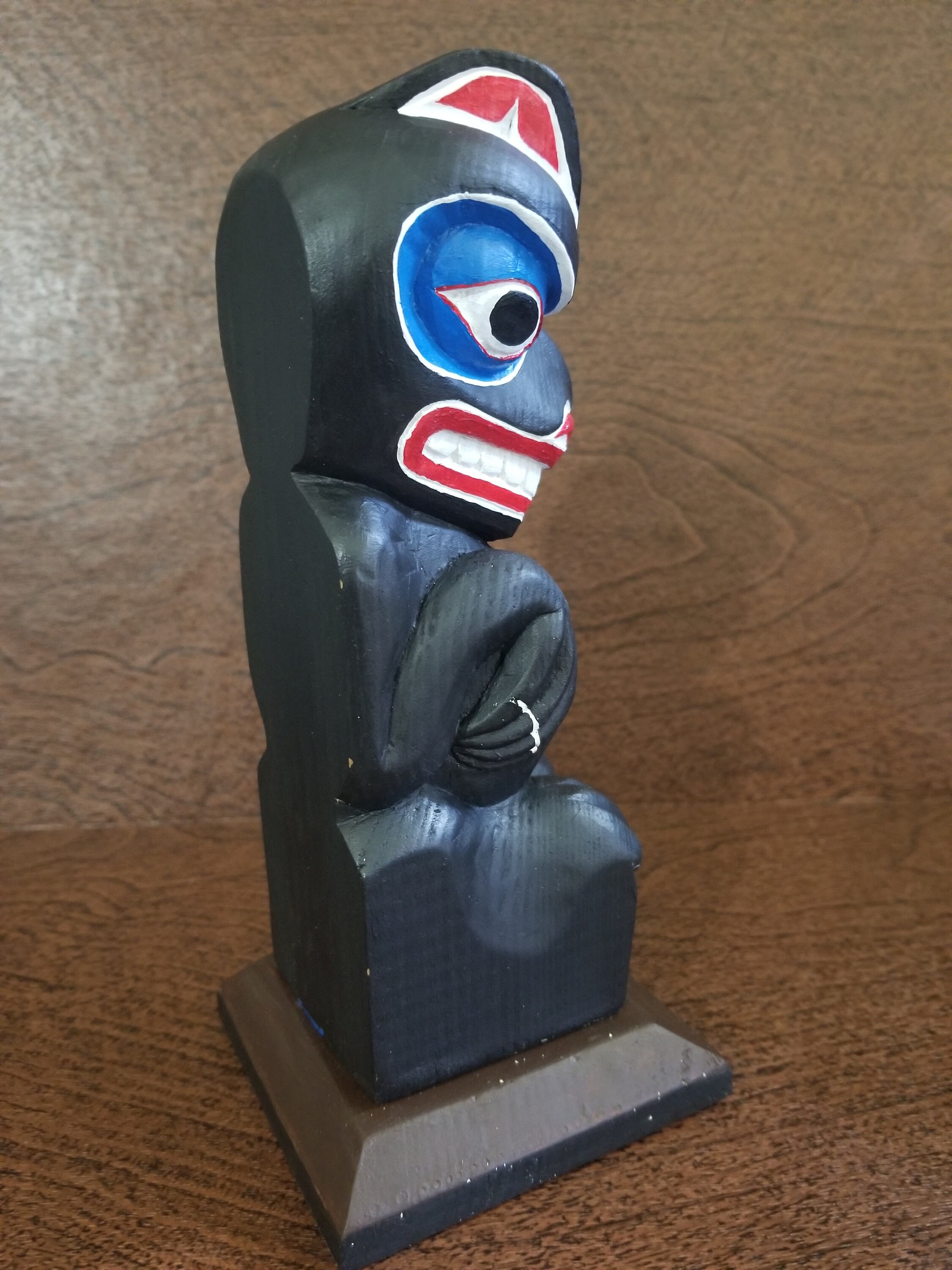 Northwest Coast Native Haida Art Wood Carving Black Bear Totem Pole 7.5 ...
