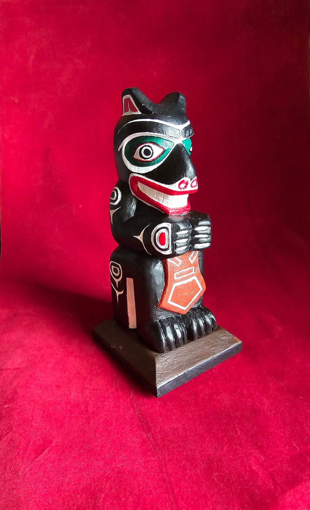 Northwest Coast Native Haida Art Hand Made Wood Carved Black Bear With ...