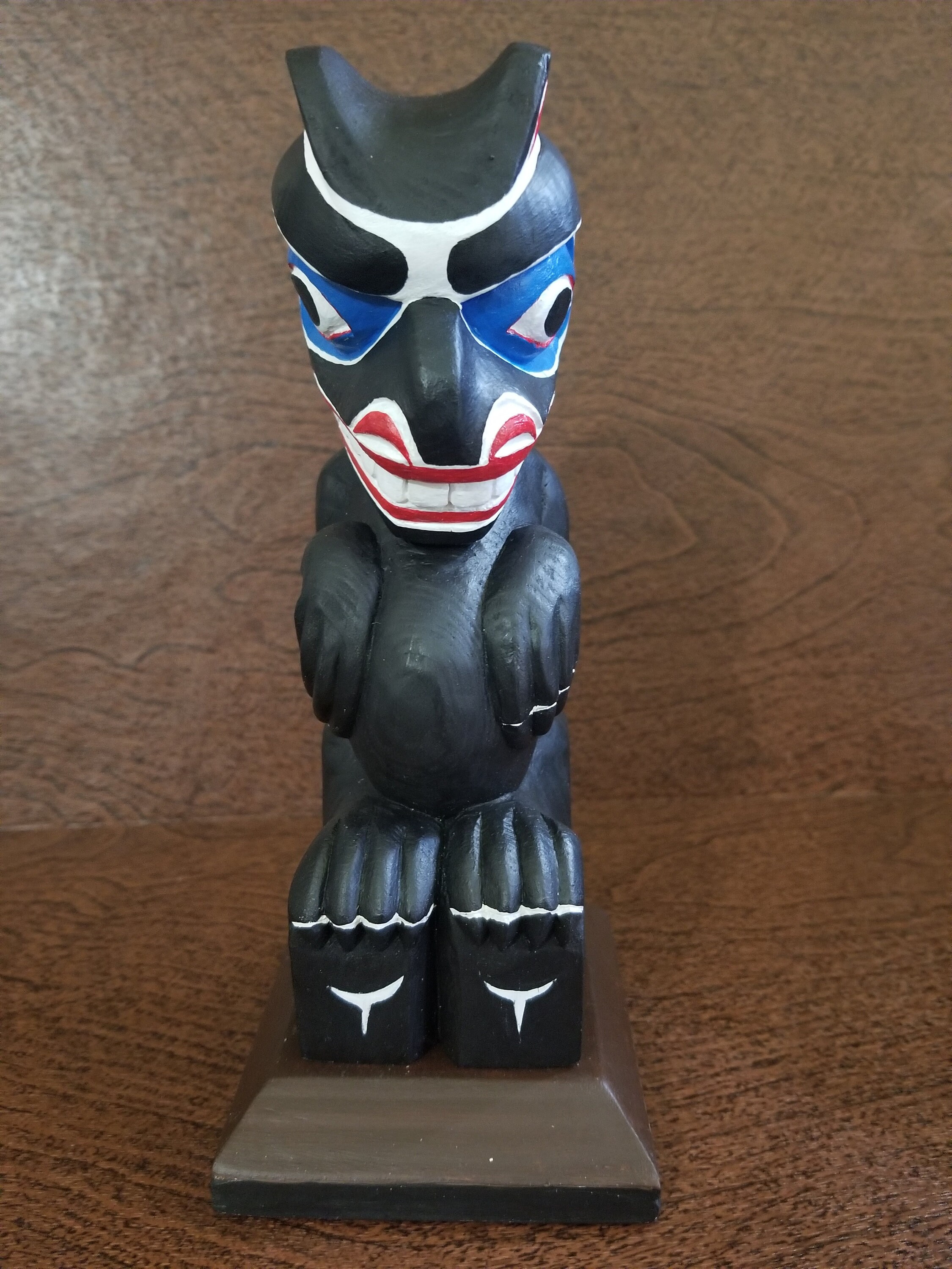 Northwest Coast Native Haida Art Wood Carving Black Bear Totem Pole 7.5 ...