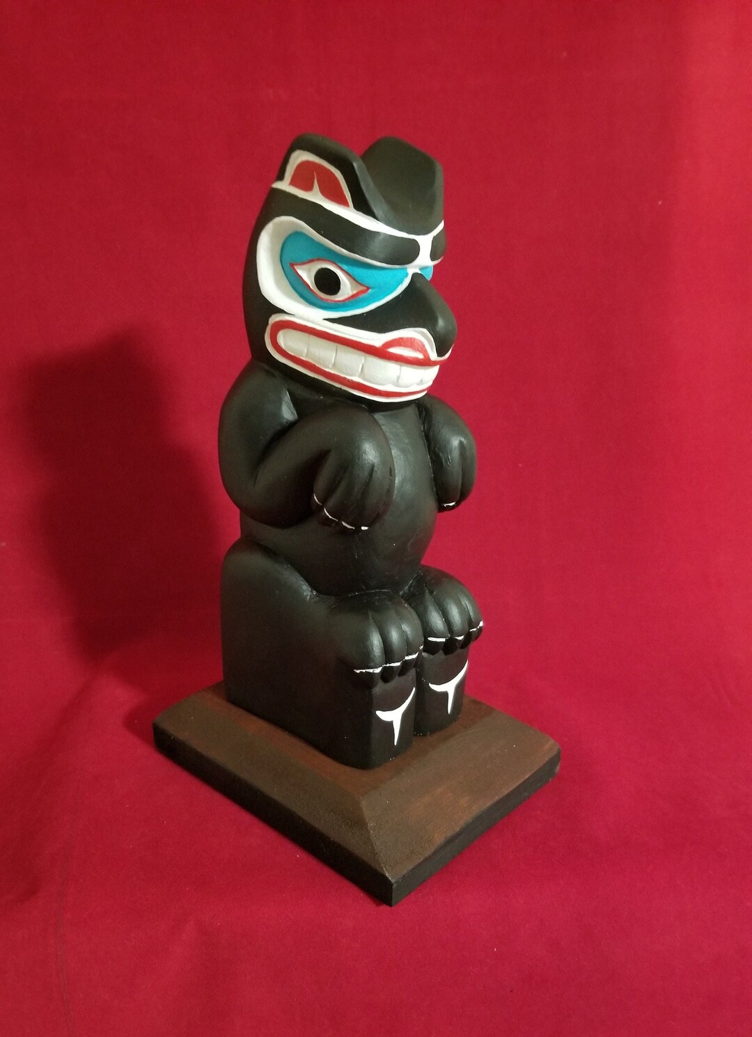 Northwest Coast Native Haida Art Wood Carving Black Bear Totem Etsy