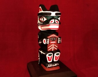 Northwest Coast Native Haida Art Wood Carved Black Bear With Copper ...