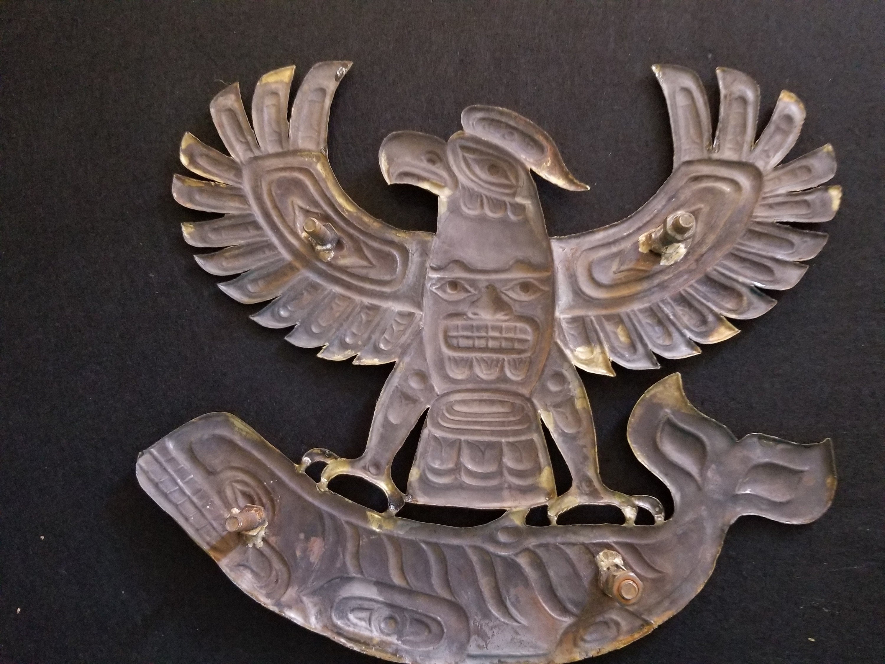 Northwest Coast Haida Hand-made Artwork Brass Artwork Thunderbird and ...