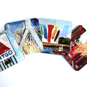 Boston Theme Coasters: Original Artwork, Set of 4