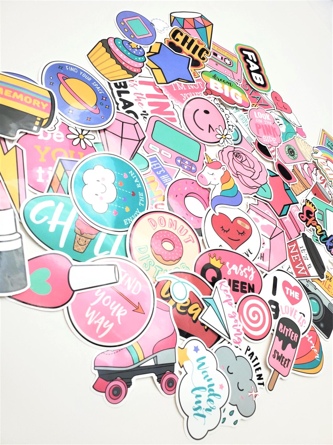 Girly Pink Waterproof PVC Vinyl Sticker Pack 80s 90s - Random - Etsy