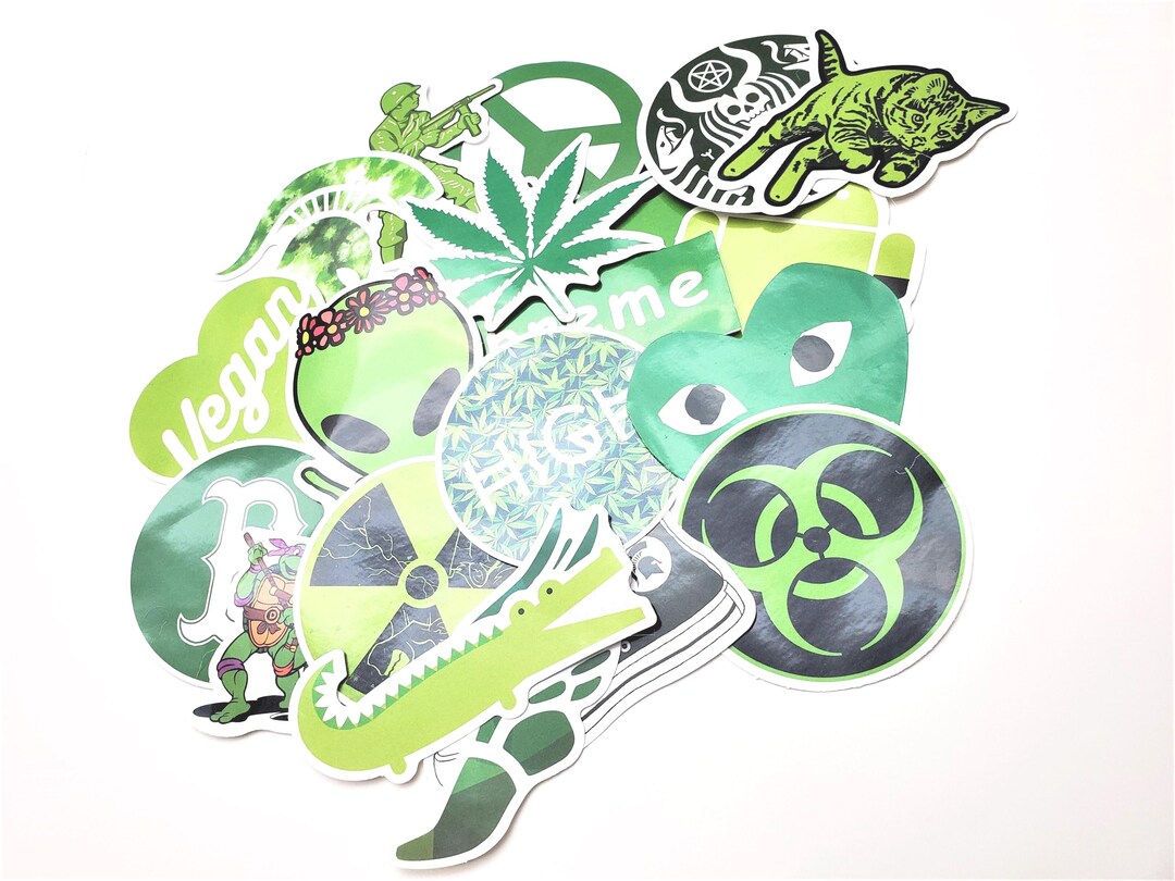 Green Waterproof PVC Vinyl Sticker Pack - Random - Etsy