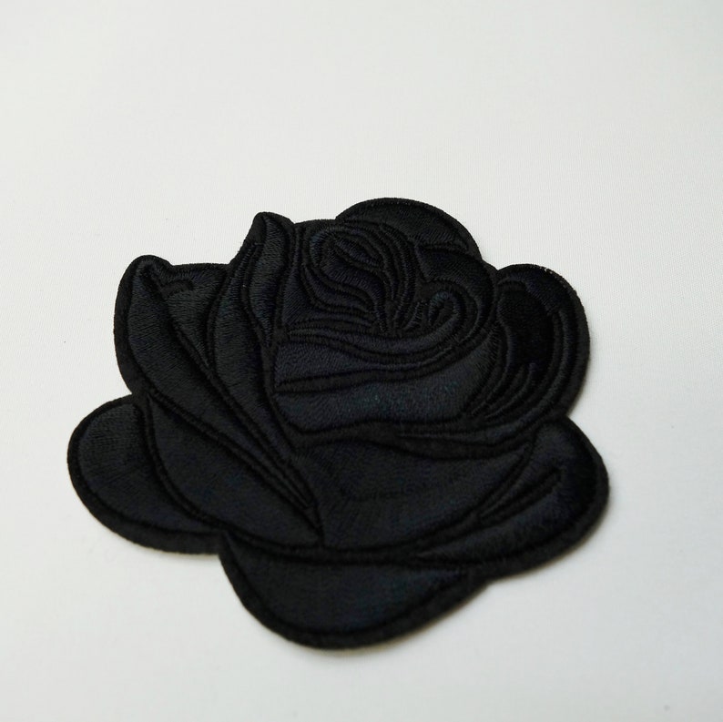 Black Rose Iron-on Embroidered Patch - Etsy