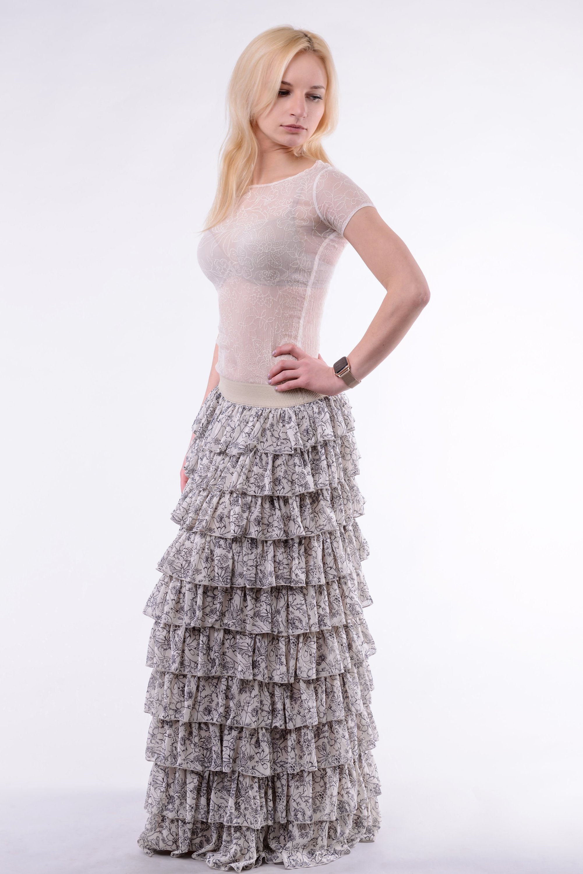 summer long tiered skirt