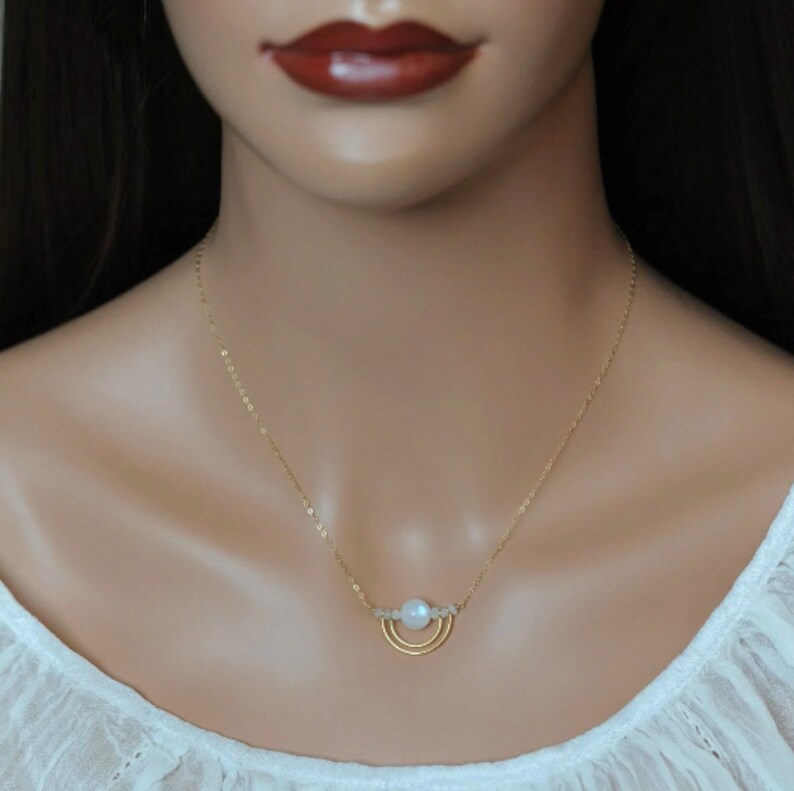 Gold Moonstone Necklace Moonstone Jewelrytiny Layering Etsy