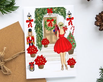 Christmas Door Cards Set, Christmas Greeting Cards, Christmas Cards, Holidays Greeting Cards, Christmas Cards Set, Christmas Stationery Set