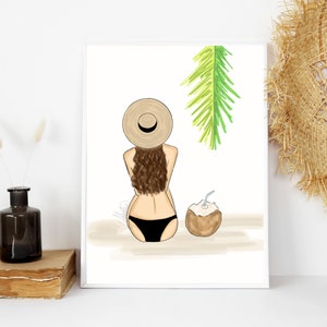 Just a Little Beachy, Beach Wall Art, Beach Illustration, Summer Fashion Art, Summer Wall Art, Beach Art, Summer Fashion Illustration, Beach