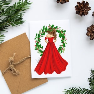 Holiday Girl Cards Set, Christmas Greeting Cards, Christmas Cards, Holidays Greeting Cards, Christmas Cards Set, Christmas Stationery Set