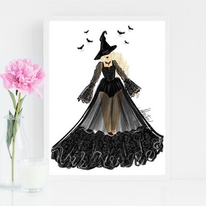 So Witchy, Halloween Art Print, Halloween Witch Art Print, Halloween Witch Art, Halloween Witch Illustration, Witches Fashion Illustration image 1