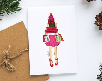 Holiday Shopping Cards Set, Christmas Cards, Christmas Stationery, Holidays Greeting Cards, Christmas Cards Set, Christmas Stationery Set