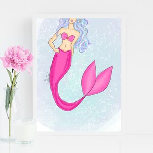 Mermaid Hair, Mermaid Art Print, Mermaid Illustration, Mermaid Art Print, Mermaid Wall Art, Mermaid Decor, Mermaid Fashion Illustration, Art