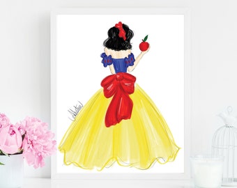 The Fairest of Them All, Snow White Decor, Snow White Art, Princess Fashion Illustration, Snow White Illustration, Disney Princesses Art Art