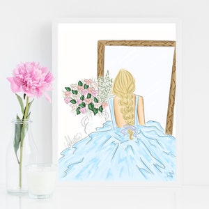 Blue Vanity, Bedroom Decor Art, Fashion Wall Art, Vanity Wall Art, Fashion Wall Decor, Home Gift Art, Bff Gift, Vanity Fashion Illustration