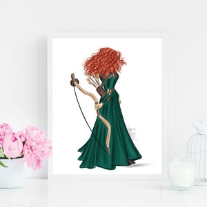 The Archer, Merida Art Print, Disney Princess Inspired Art, Princess Wall Decor, Merida Illustration, Merida Fashion Illustration, Brave Art