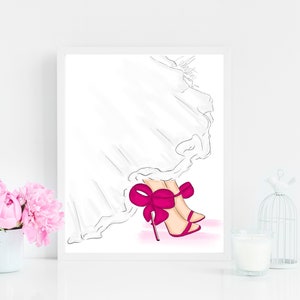 Big Bow Heels, Fashion Heels Wall Art, Fashion Shoes Art Print, Fashion Shoes Art, Fashion Shoes Wall Art, Fashion Shoes Illustration, Shoes
