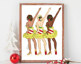 The Rockettes Art Print, Christmas Art Print, Christmas Wall Decor, Rockettes Illustration, Holiday Wall Art, Christmas Fashion Illustration