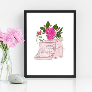 Boss Babe, Typewriter Office Art Decor, Office Wall Art, Desk Art Prints, Office Desk Decor, Office Art, Typewriter Fashion Illustration
