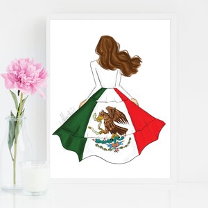 Mexico Fashion Illustration, Mexico Flag Print, Mexico Art, Mexico Flag Print, Mexico Wall Art, Mexico Flag, Mexican Flag, Mexican Flag Art