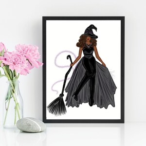 Wicked, Halloween Decor Art, Halloween Witch Art Print, Halloween Witch Wall Art, Halloween Witch Illustration, Witches Fashion Illustration